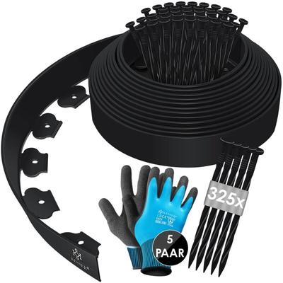 Kesser - Flexible Rasenkante aus Kunststoff mit Erdankern + Handschuhen Beeteinfassung Image