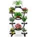 Indoor Black Plant Stand Flower Pot Holder 6 Tier 9 Pot W/ Wheels Patio Garden