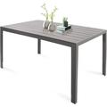 Outdoor Patio 55 Dining Table Lightweight Aluminum Frame Rectangle Table for 6ï¼Œ PS Table Top Heavy Duty Patio Furniture for Garden Picnic Table Easy Install Indoor Outdoorï¼ŒGray
