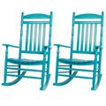 Oversized Rocking Chair Outdoor Set of 2 High Back Porch Rockers Chair All Weather Patio Rocker Chair for Garden Lawn Balcony Backyard and Patio Weather Resistant Low Maintenance Blue
