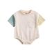 Holiday Deals! Borniu Baby Girl Baby Boy Clothes Toddler Kids Baby Boys Girls Fashion Cute Short Sleeve Splicing Print Pocket Casual Romper Clearance