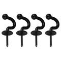 NUOLUX 4pcs Modern Curtain Hanging Hooks Set Zinc Alloy Wall Hook Metal Hanger (Black)