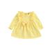 Thaisu Baby Girl Summer Dress Long Sleeve Dress Crew Neck Flower Bow A-line Dress for Casual Daily