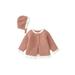 IZhansean Toddler Baby Girl Casual Solid Color Long Sleeve Open Pocket Cardigan Sweater Coat Fall Winter Clothes Pink 6-9 Months