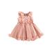 IZhansean Toddler Baby Girls Princess Party Dress 3D Flower Petal High Waist Ball Gown Tulle Elegant Dresses Outfits Pink 12-18 Months