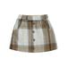 IZhansean Toddler Baby Girls Plaid Skirt Elastic Waist Buttons Flannel A-Line Mini Short Skirts with Pockets Fall Clothes Brown 1-2 Years