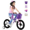Kid s Bike Basket for Girls Front Bike Accessories Small Woven Wicker Bicycle Basket with Bike Bell Streamers Stickers Bike Decoration Accessories Set for Boys Girls Cycling Ages 3-13 Purple
