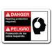 Danger Sign - Danger Hearing Protection Required (Bilingual Spanish) 7 x10 Plastic Safety Sign ansi osha