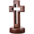 Wooden Cross Ornament Wood Tabletop Cross with Stand Religious Gift Church Supplies for Decoration