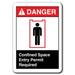 Danger Sign - Confined Space Entry Permit Required 7 x10 Plastic Safety Sign ansi osha