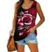 BallsFHK Women Summer Sleeveless Casual Floral Printed O-Neck T-Shirt Tops Blouse Women s Sleeveless Tops