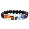 Tsugar Lava Rock 7 Chakras Bracelets Lymphatic Drainage Chakra Bracelet Aromatherapy Essential Oil Diffuser Bracelet Braided Rope Natural Stone Yoga Beads Bracelet Bangle S3Y4