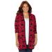 Plus Size Women's Luxe Sweater Cardigan by Catherines in Classic Red Damask (Size 4X)