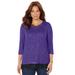 Plus Size Women's Impossibly Soft Duet V-Neck Top by Catherines in Dark Violet (Size 2X)