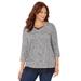 Plus Size Women's Impossibly Soft Duet V-Neck Top by Catherines in Medium Heather Grey (Size 0X)