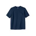 Men's Big & Tall Shrink-Less™ Piqué Pocket Crewneck by KingSize in Navy (Size 4XL)