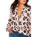 Plus Size Women's Printed Button Down Shirt with Ruffle Neck by ELOQUII in Panther (Size 18)
