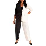 Plus Size Women's Colorblock Pant by ELOQUII in Black Onyx + White S (Size 16)