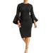 Plus Size Women's Flare Sleeve Scuba Dress by ELOQUII in Black (Size 14)