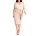 Plus Size Women's Tie Waist Midi Skirt by ELOQUII in Oxford Tan (Size 18/20)