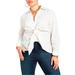 Plus Size Women's Tie Front Collared Blouse by ELOQUII in Soft White (Size 28)