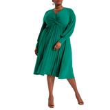 Plus Size Women's Knot Front Pleated Skirt Dress by ELOQUII in Aventurine (Size 16)