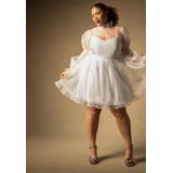 Plus Size Women's Bridal by ELOQUII Organza Ruffle Mini Dress in True White (Size 26)