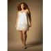 Plus Size Women's Bridal by ELOQUII Feather Hem Slip Dress in Pearl (Size 14)