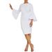 Plus Size Women's Flare Sleeve Scuba Dress by ELOQUII in White (Size 26)