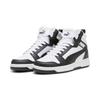Sneaker PUMA "REBOUND V6 MID JR", Kinder, Gr. 37, schwarz-weiß (puma weiß, puma schwarz, shadow gray), sportlich, Schuhe
