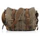 Sechunk Vintage Military Leather Canvas Laptop Bag Messenger Bags Medium, Army Green, Large-17‘’