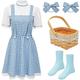 HMPRT Dorothy Costume Women, Halloween Wizard Of Oz Costumes for Adults Basket Dress Socks Hair Bows Book Storybook Character Sexy,L