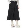 Love Moschino Damen Canvas midi skirt with patch pockets, Schwarz, 42 EU