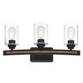 Westinghouse 612879 - 3 Light Matte Black Clear Seeded Glass Light Wall Fixture (Broomall 3 Light Wall Fixture, Matte Black Finish with Barnwood Accents (61)