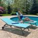 Chaise Lounge Outdoor with Wheels, Set of 3(2 Lounge Chairs+1 Table)