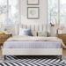 Queen Size Upholstered Platform Bed Frame with Vertical Channel Tufted Headboard and Rails, No Box Spring Needed