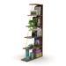 5 Tier Ladder Narrow Bookshelf Organizers for Small Spaces Office Furniture, Walnut/Yellow