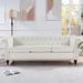 84.65" PU Rolled Arm Chesterfield 3 Seater Sofa, Deep Cushions Tufted Back Sofa, Bench Sofa, For Living Room