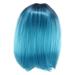 Bob wig Womens Bob Wig Gradient Color Cosplay Synthetic Hair Wig Short Straight Wigs Lace High Temperature Bob Wig (Gradient Blue)