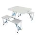 One Piece Portable Picnic Table Set Made of Aluminum Alloy Expanded Portable Folding Table and Chair Outdoor Folding Camping Table and 2 Stools Folding Picnic Table Bench Set Silver