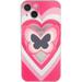 Red Butterfly Phone Case Compatible with iPhone 13 Pro Max Case Cute Heart Pattern Phone Case 3D Red Butterfly Hold Stand Phone Cover for Women Girls