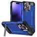 Feishell for Apple iPhone 12 Pro Armor Case with Hidden Metal Kickstand Military Grade Drop Protection Dual Layers PC + TPU Anti-Scratch Non-slip Comfortable Grip Rugged Phone Case Darkblue