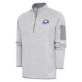 Men's Antigua Heather Gray Stockton Ports Fortune Quarter-Zip Pullover Jacket