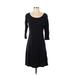Columbia Casual Dress - A-Line Scoop Neck 3/4 sleeves: Black Solid Dresses - Women's Size X-Small