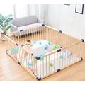 Baby Playpen, Wooden Baby Fence, Foldable Baby Play Yard, Indoor Outdoor Infant Playpen, Toddler Crawling Fence, Baby Playpen with Door,120x180cm