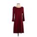 Aryeh Casual Dress - A-Line Scoop Neck 3/4 sleeves: Burgundy Solid Dresses - Women's Size Small