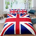 Single Duvet Cover Set British Union Jack Soft Microfiber Bedding Single Bed Set with Zipper Closure, Easy Care Reversible Quilt Cover for Boys Girls + 2 Pillowcases 50x75cm - 135x200 cm