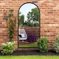 MirrorOutlet The Arcus - Black Framed Modern Full Length Arched Garden Wall Mirror,160 x 80cm