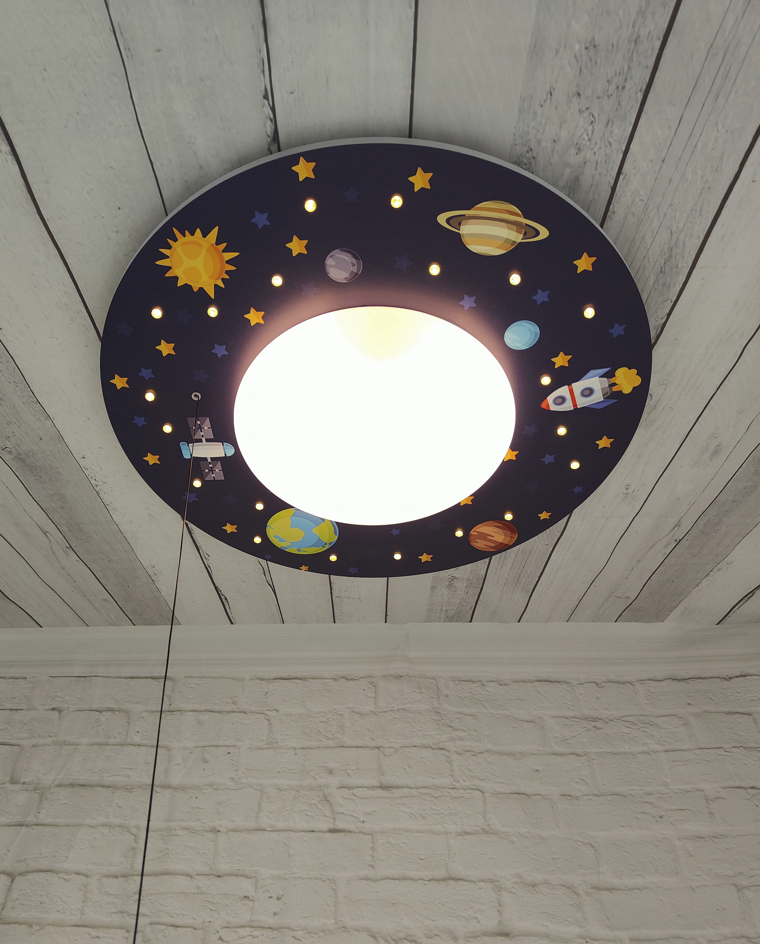 NIERMANN Deckenleuchte "Weltall", bunt (multi color), 1, Ø 54cm H: 11cm, 1 Stk., Leuchten, hochwertiger Druck auf kompletter Oberfläche, Kinderlampe