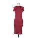 Popular Basics Casual Dress - Bodycon Crew Neck Short sleeves: Burgundy Print Dresses - Women's Size Medium